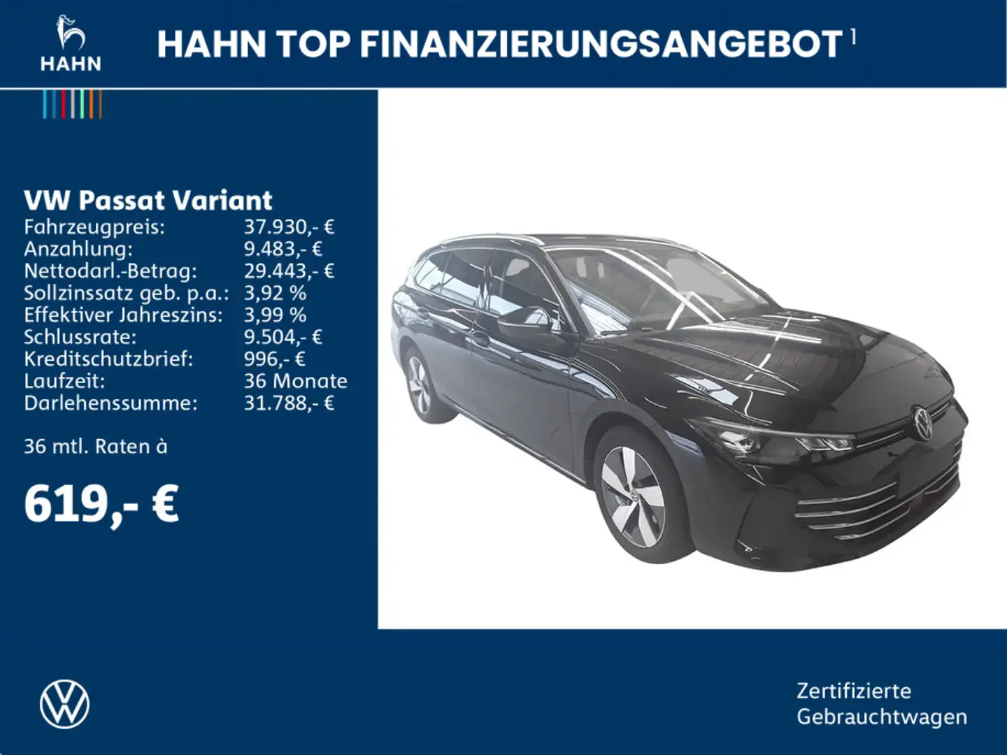 Volkswagen Passat Variant 1.5eTSI DSG Business DCC AHK 360° Schwarz - 2