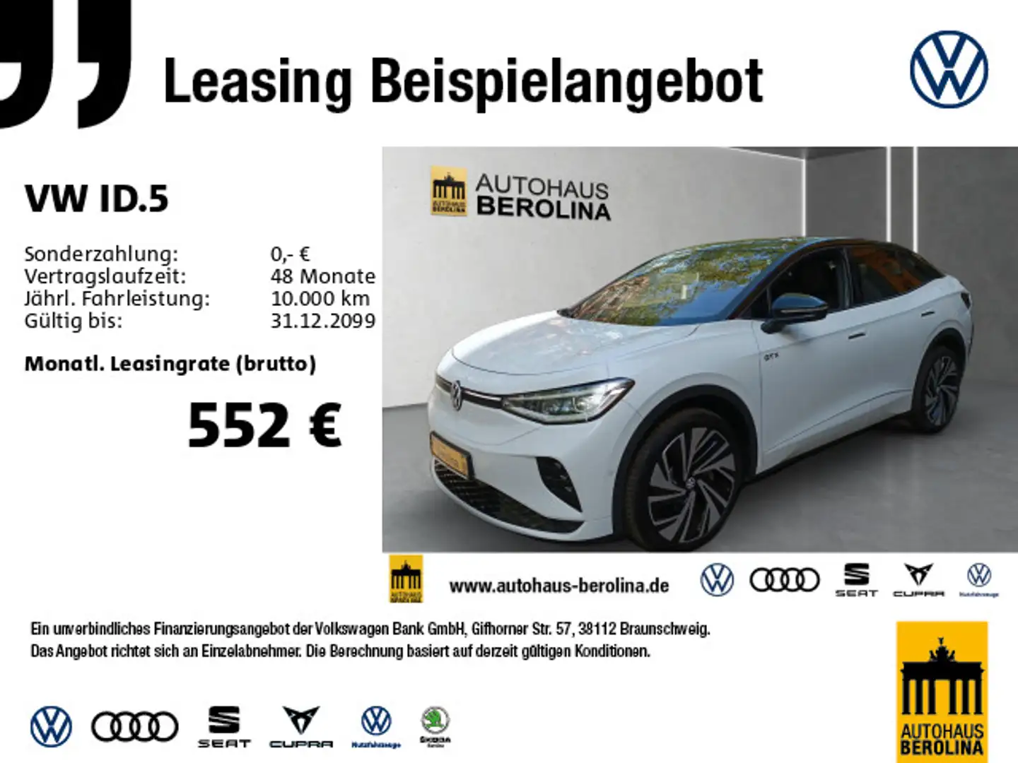 Volkswagen ID.5 GTX *PANO*IQ-MATRIX*AR-HuD*360°*ACC*SHZ* Weiß - 1