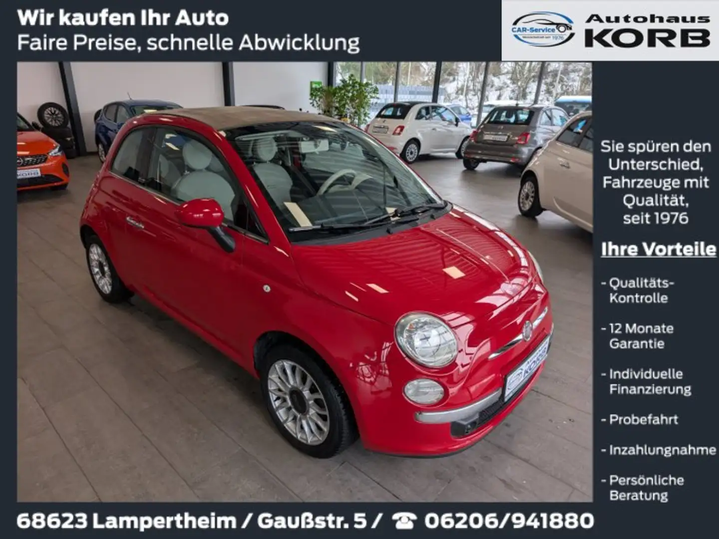 Fiat 500C 500 C 1.2 Lounge, Garantie Rot - 1