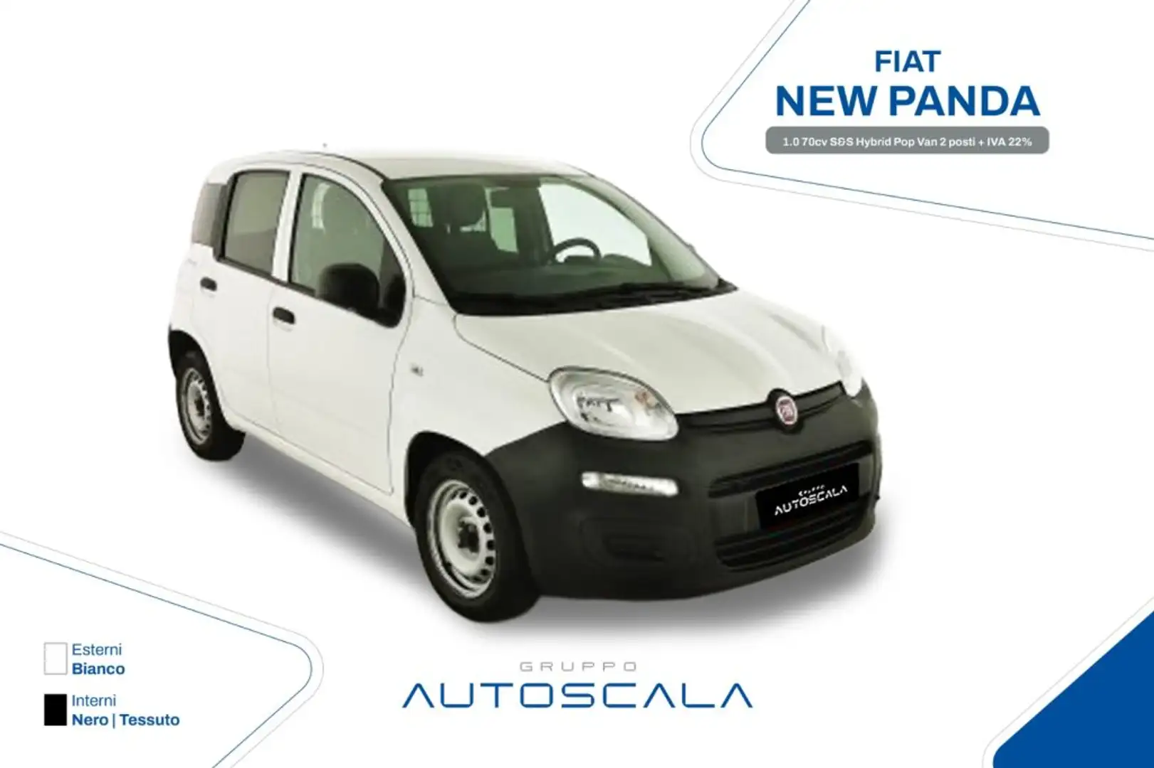 Fiat New Panda 1.0 70cv S&S Hybrid Pop Van 2 posti + IVA 22% Weiß - 1