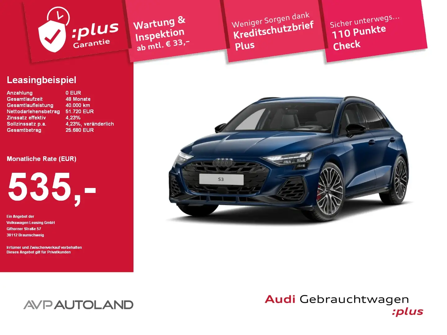 Audi S3 Sportback TFSI quattro S tronic MATRIX-LED Bleu - 1