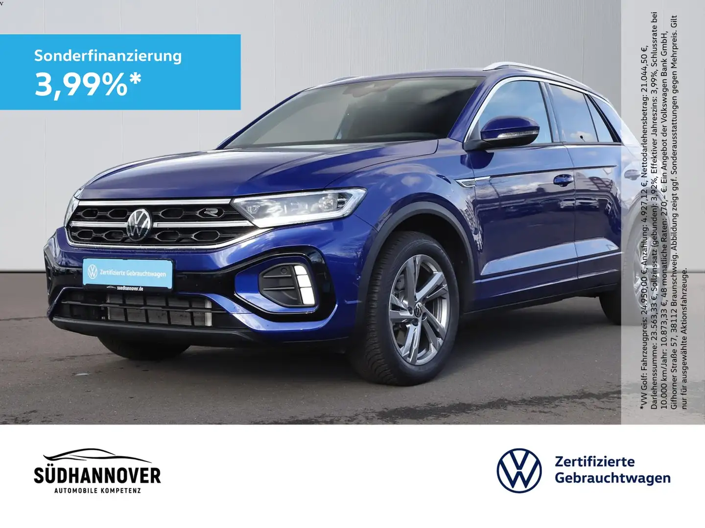 Volkswagen T-Roc R-Line 2.0 TDI DSG AHK+NAVI+LED+SHZ+PDC Blau - 1