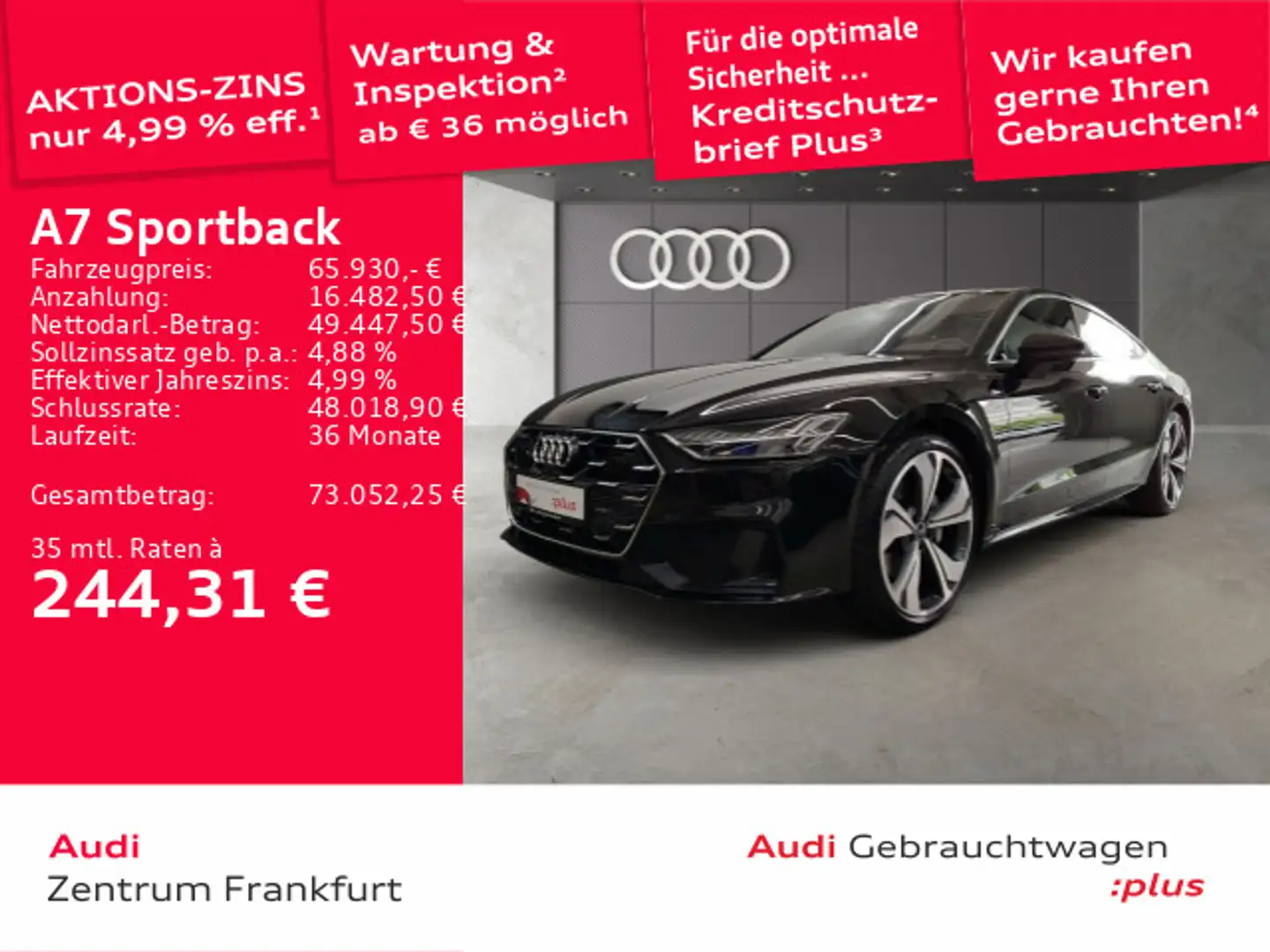 Audi A7 50 TDI quattro tiptronic S line HD Schwarz - 1