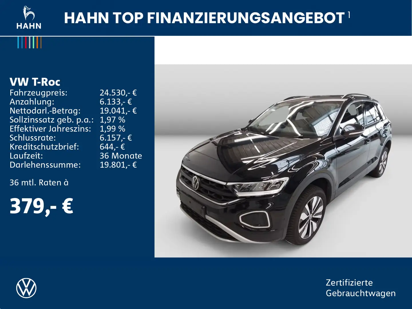Volkswagen T-Roc 1.0TSI Goal ACC App-C. LED Navi PDC Sitzh Schwarz - 2