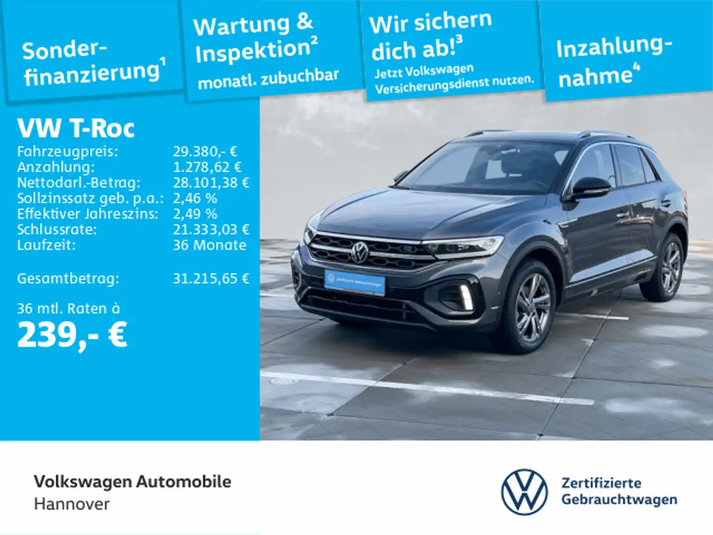 Volkswagen T-Roc 1.5 TSI DSG R-Line Navi AHK LED Kamera Dig Grau - 1
