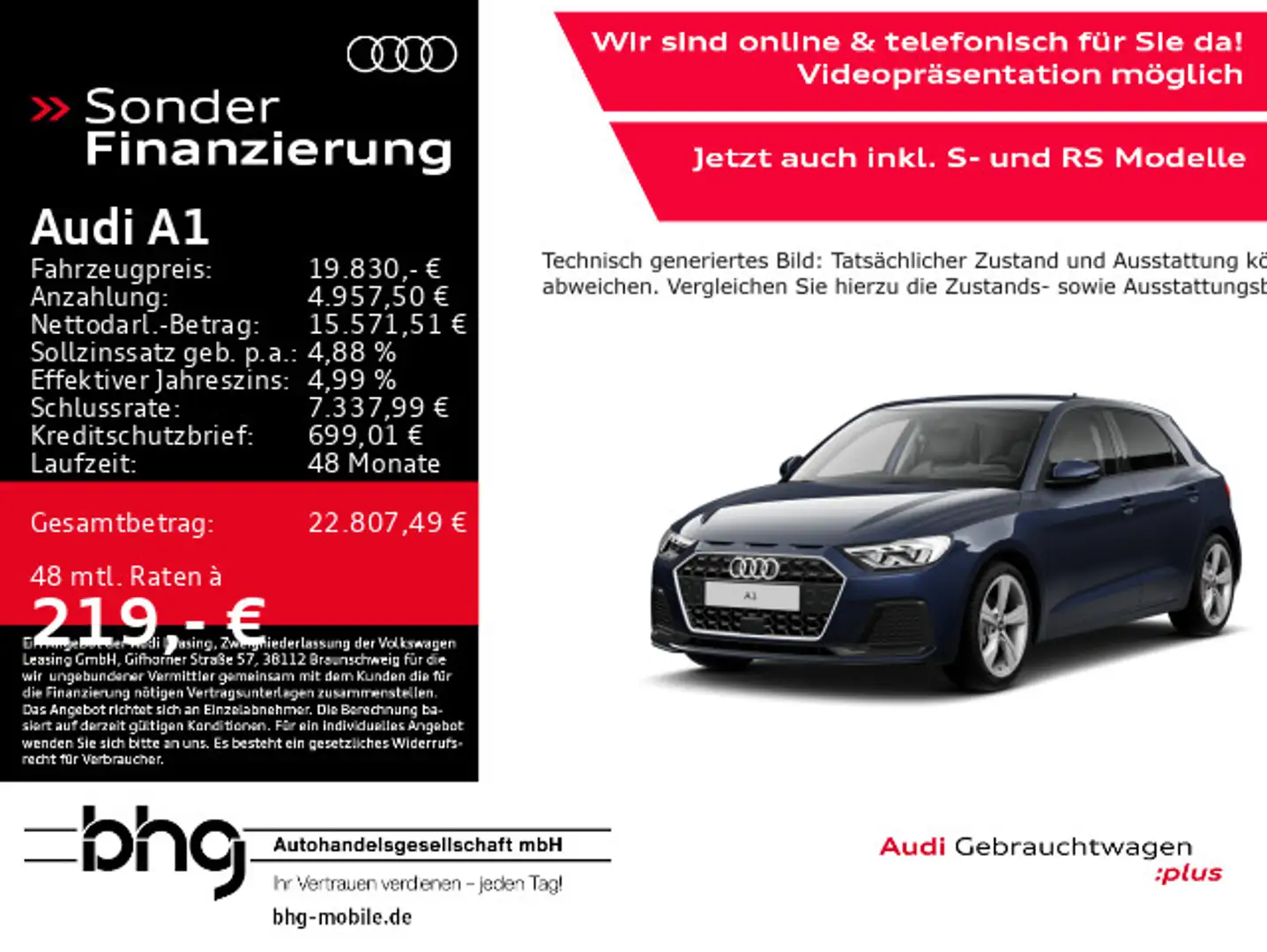 Audi A1 25 TFSI Sportback advanced Blau - 1