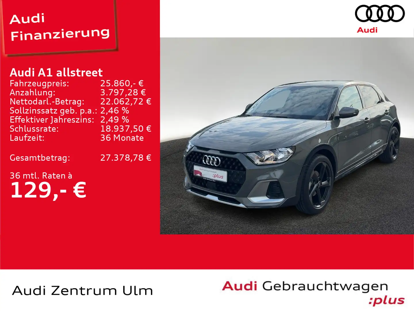 Audi A1 30 TFSI S tronic LEDER PDC SHZ Grigio - 1