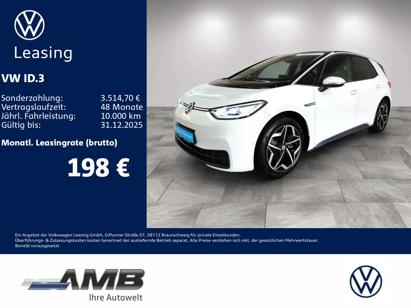 Volkswagen ID.3 Pure Matrix/ACC/Navi/Sitzhzg/RFK/Alu19 Weiß - 1