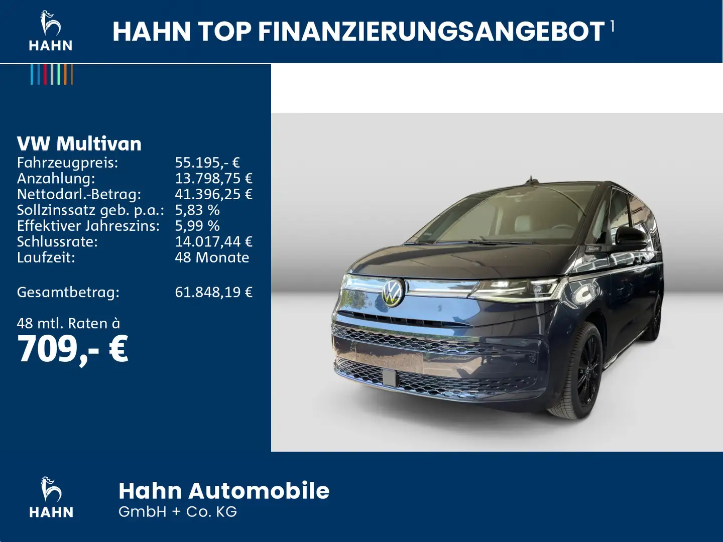 Volkswagen T7 Multivan Style 2.0TDI DSG AHK IQ.LIGHT CAM SPURW Blau - 2