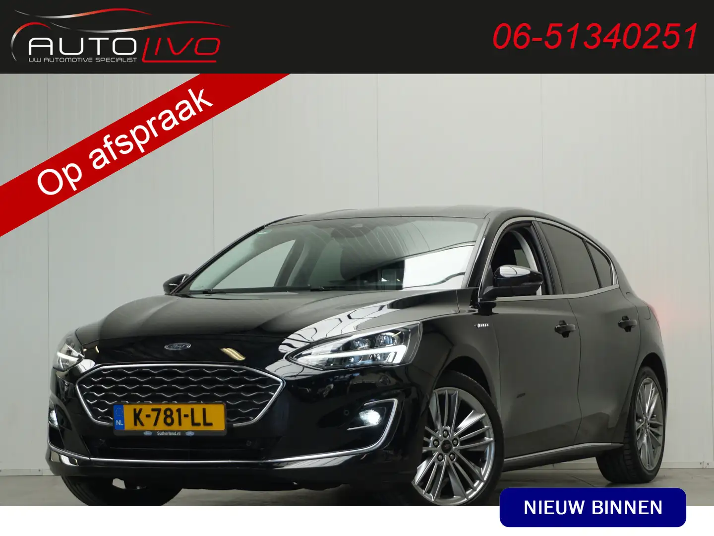 Ford Focus 1.0 EcoBoost Hybrid Vignale LEER LED B&O HEAD UP V Zwart - 1