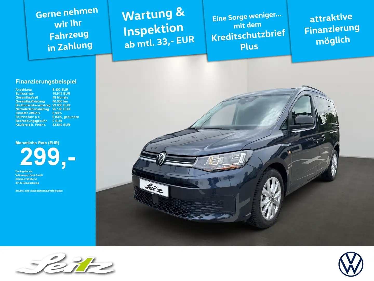 Volkswagen Caddy 1.5 TSI KR Life *AHK*KAMERA*SITZH*DAB* Blau - 1