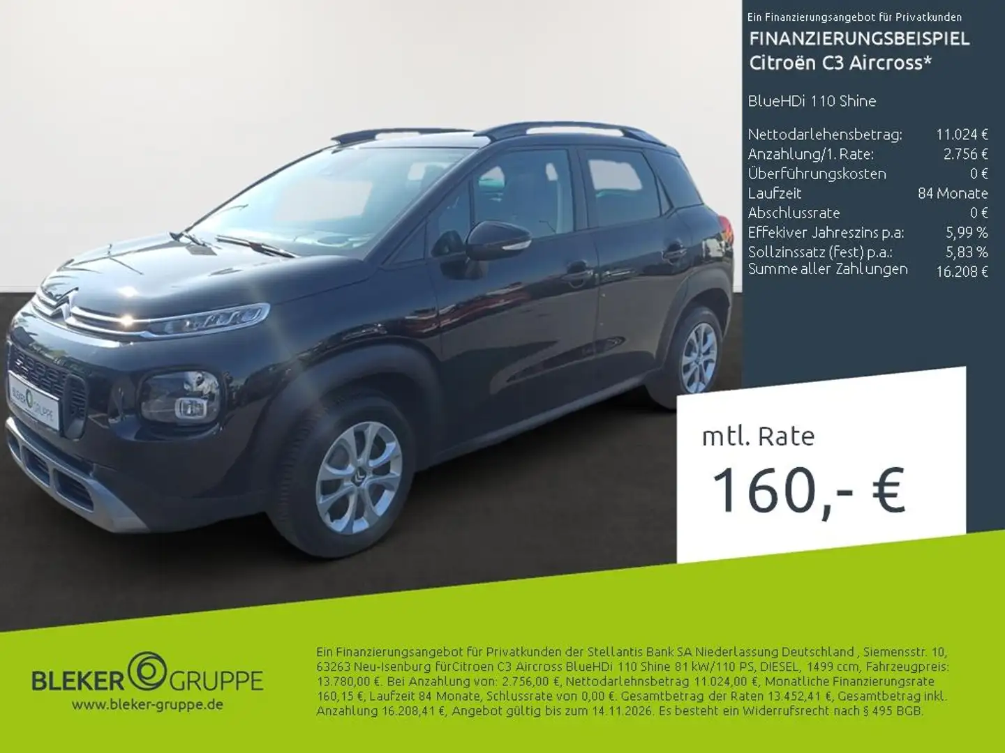 Citroen C3 Aircross BlueHDi 110 Shine Noir - 1