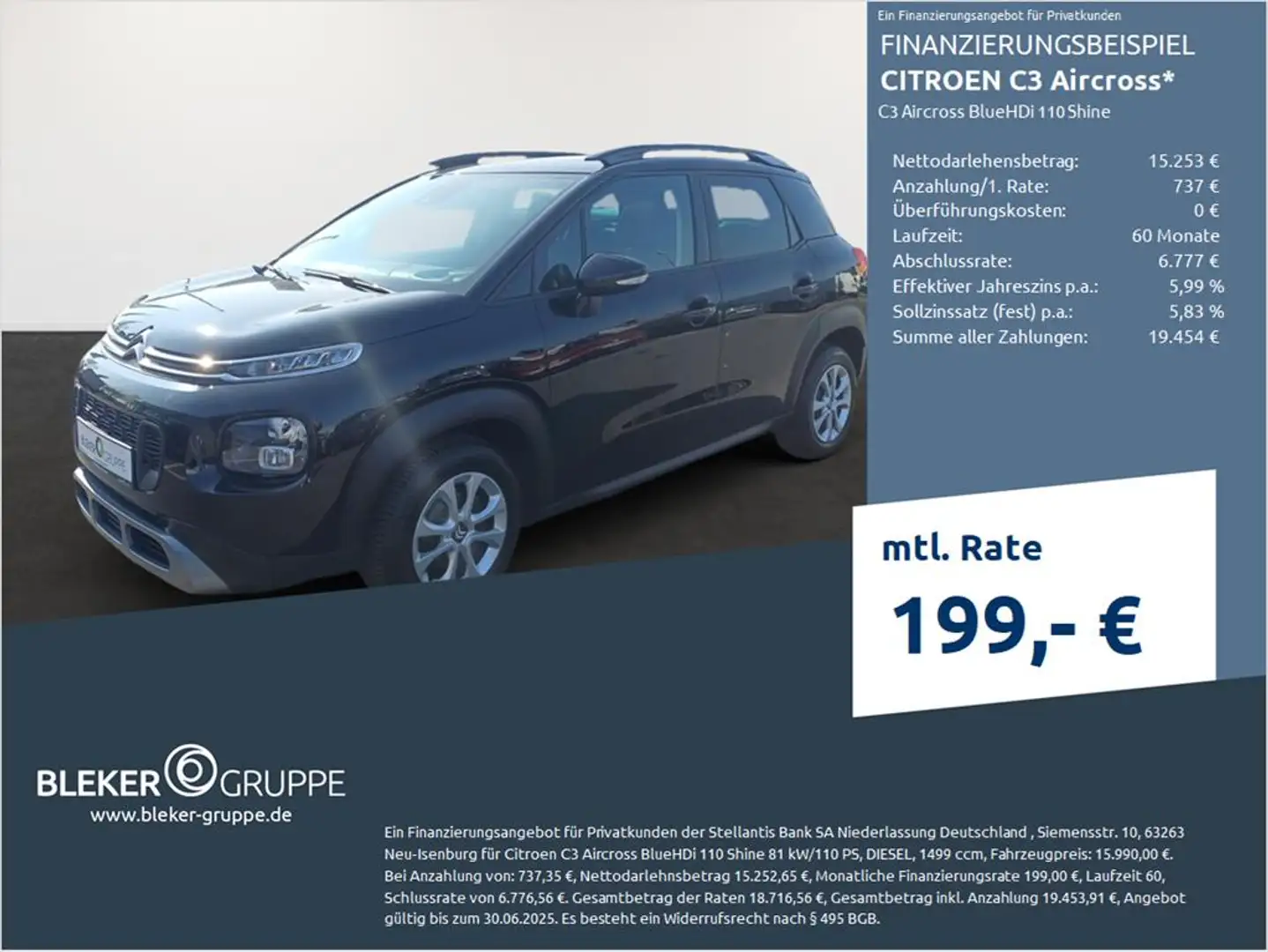 Citroen C3 Aircross BlueHDi 110 Shine Schwarz - 1