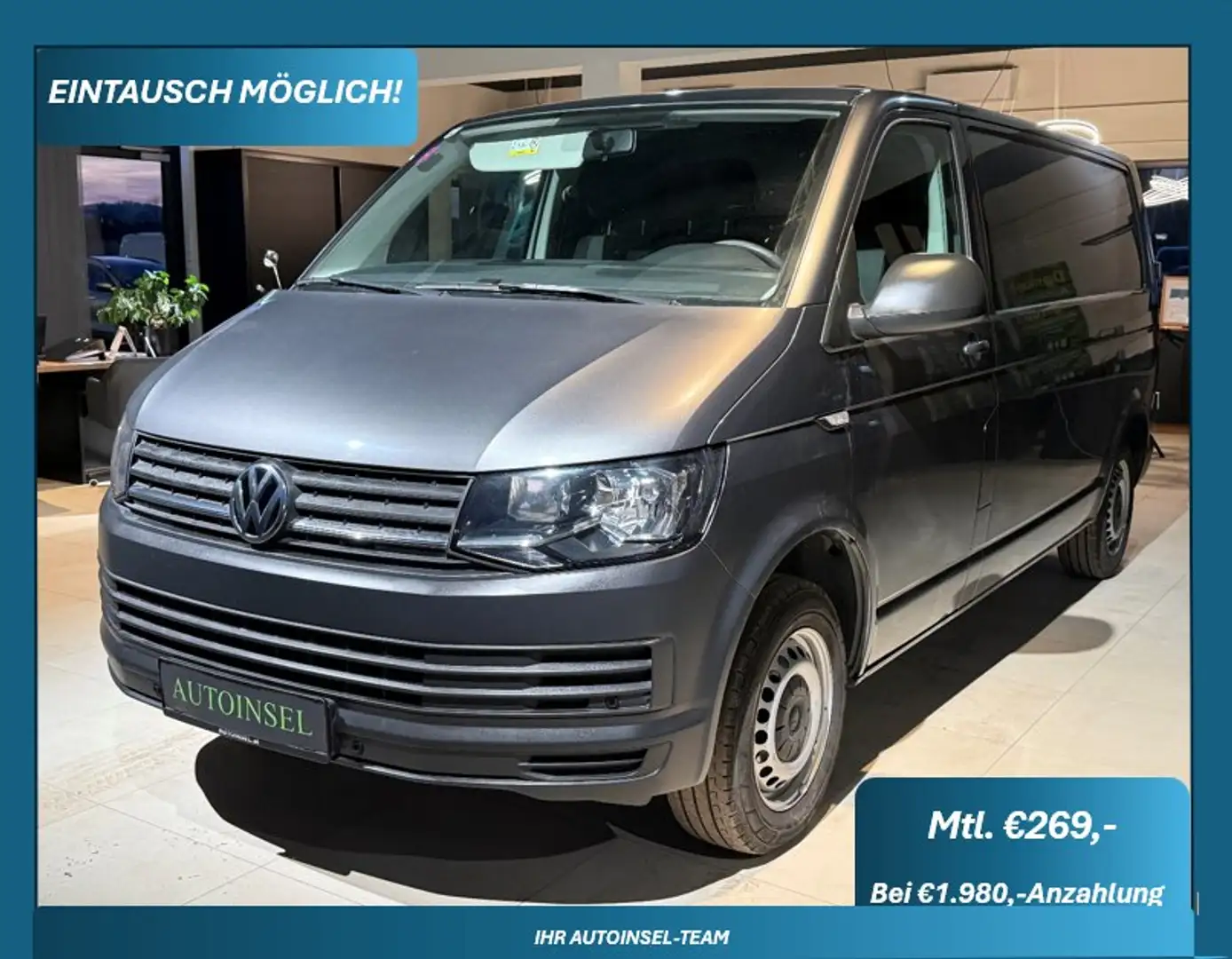 Volkswagen T6 Transporter L2 Navi+PDC+WR&SR+MwSt. Ausweisbar Grau - 1