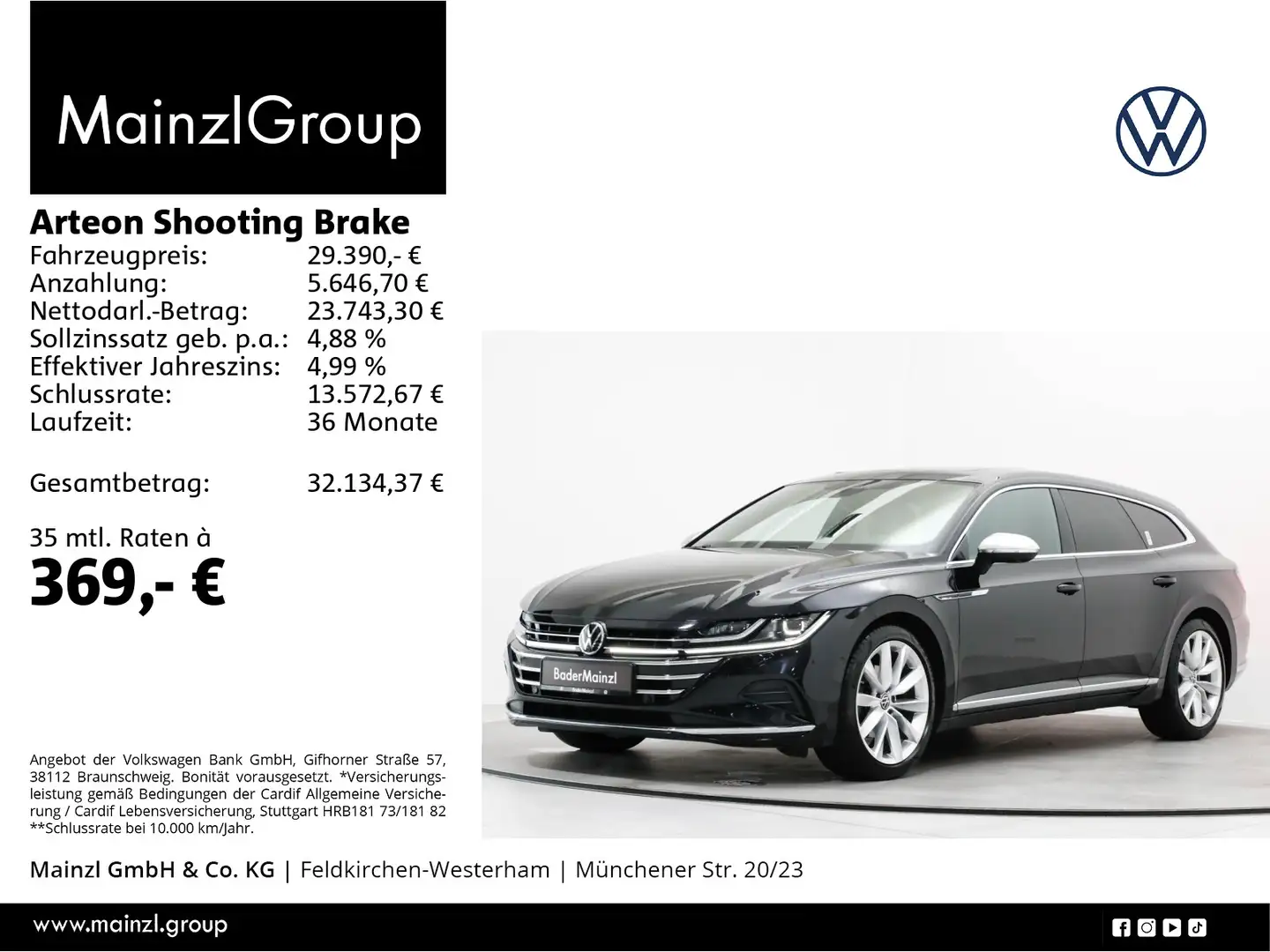 Volkswagen Arteon 2.0 TDI Elegance AHK Pano Schwarz - 1