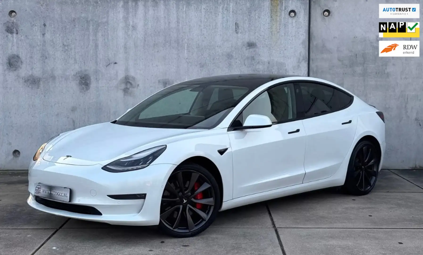 Tesla Model 3 PERFORMANCE AWD 75kWh SOH 87% PANO NAP BTW Wit - 1