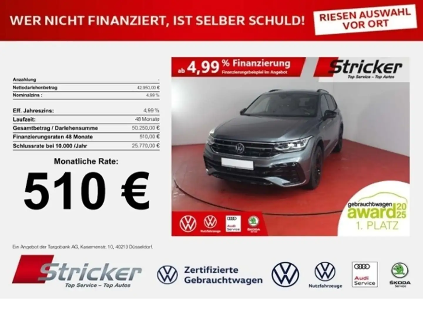 Volkswagen Tiguan Allspace R-Line Black Style 2.0TSI 4M DSG 510,-ohne Anzahl Grau - 1