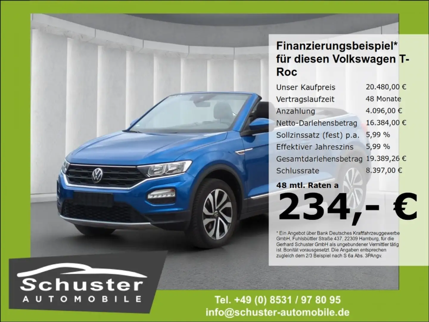 Volkswagen T-Roc Cabrio ACTIVE 1.0TSI*ACC 2xSpurass SHZ PDC Blau - 1