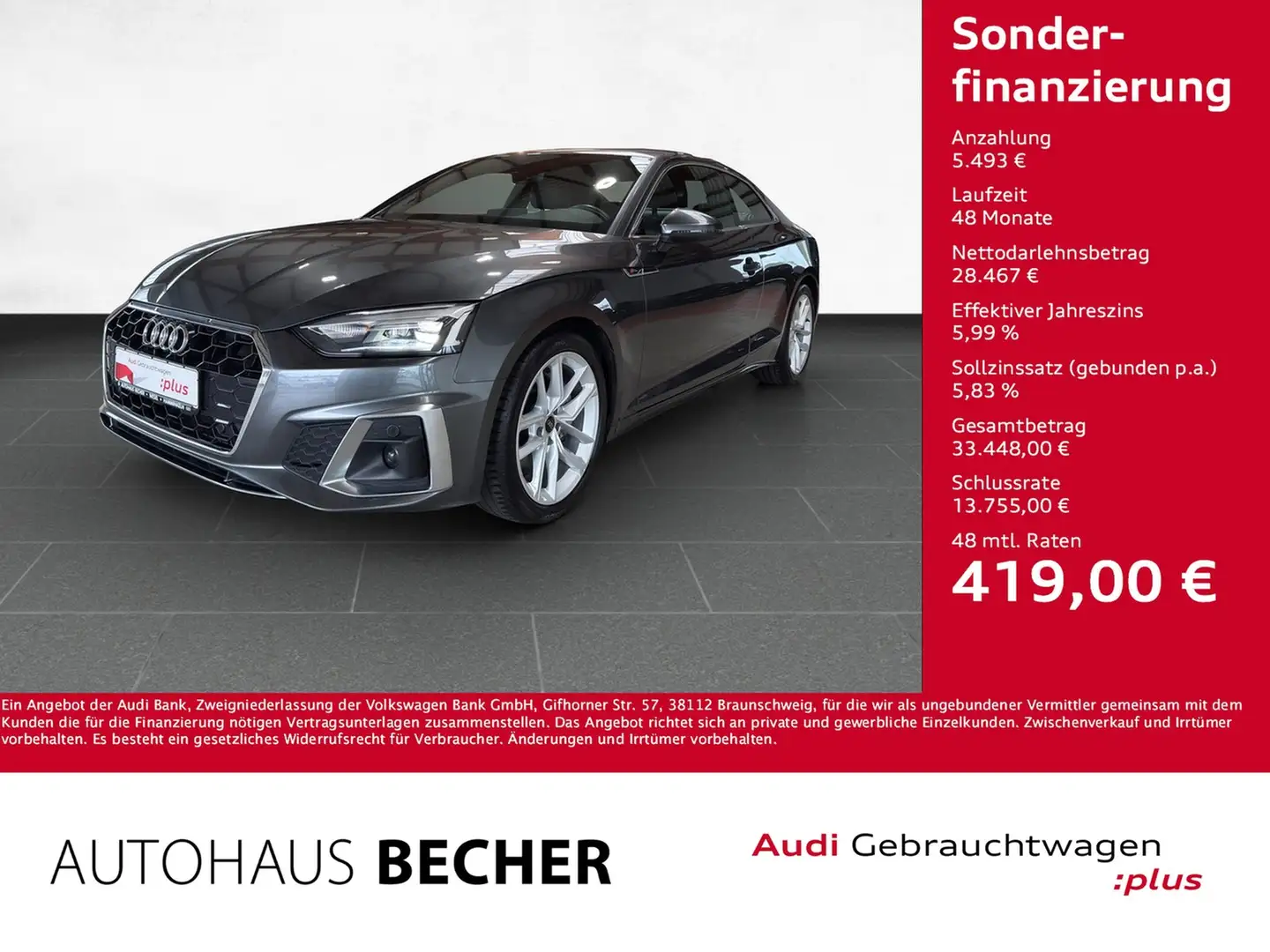 Audi A5 Coupe S line 40 TDI S tronic /Navi/Rückfahrk Grau - 1