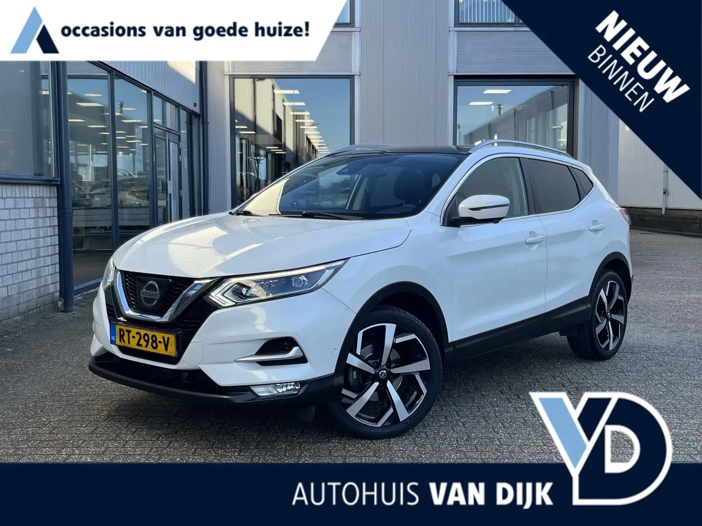 Nissan Qashqai 1.2 Tekna | NL Auto/2e Eig./Voll.Historie/Navi/Pan Weiß - 1