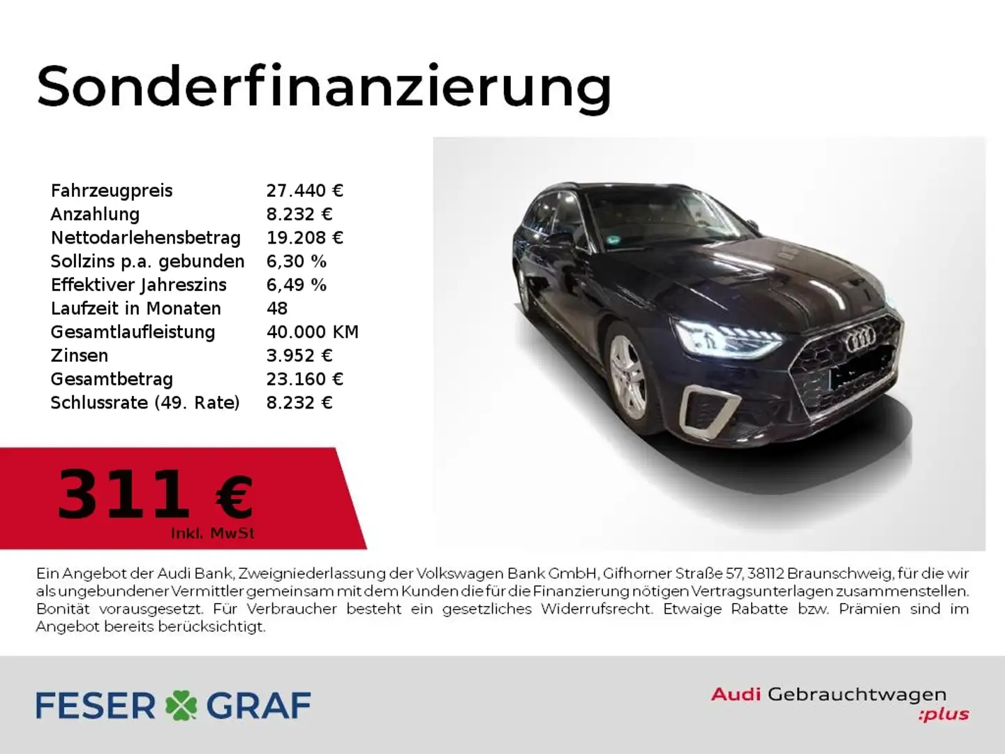 Audi A4 Avant 30 TDI S tronic S Line Int Matrix,Navi,Leder Schwarz - 1