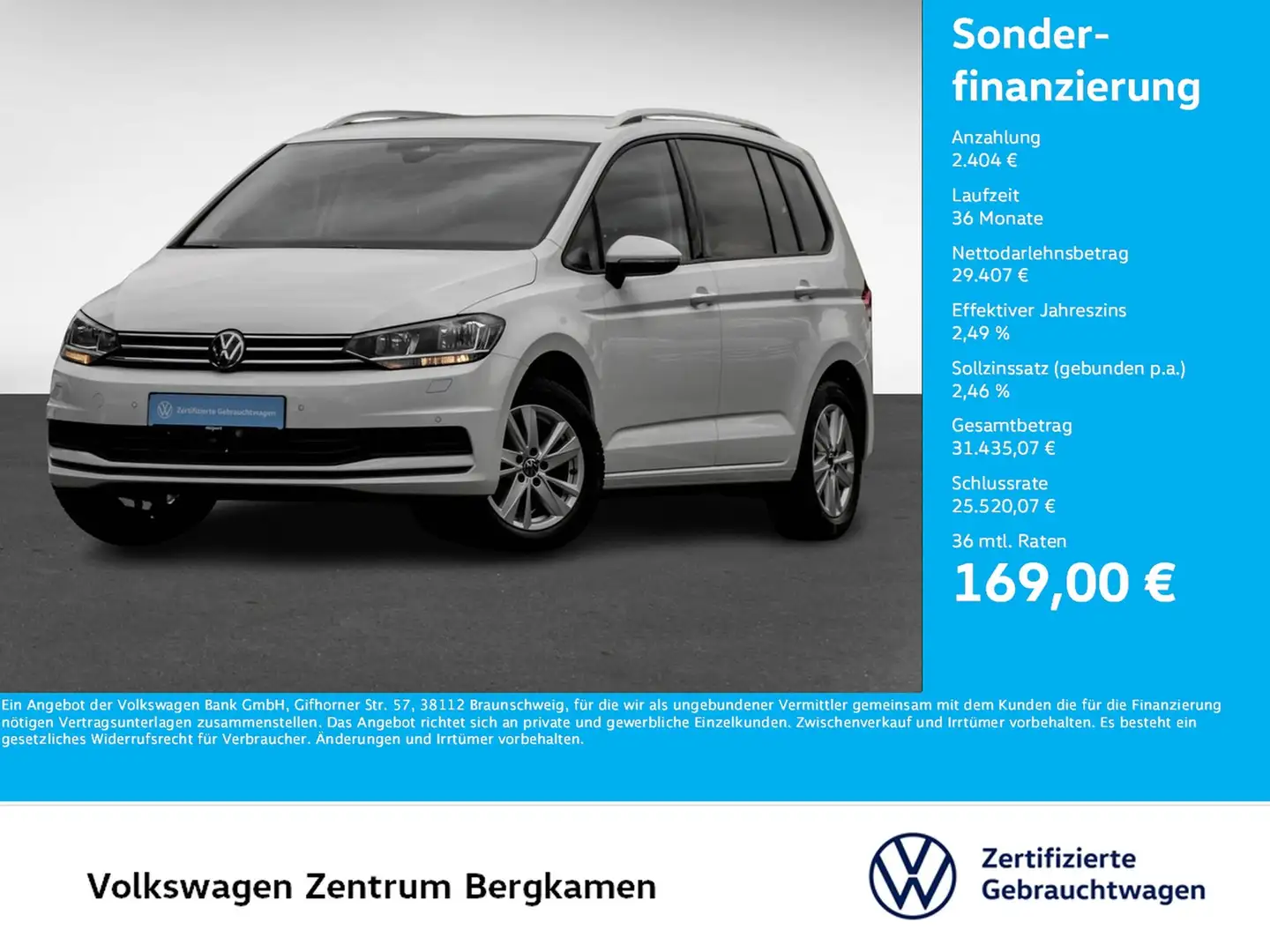 Volkswagen Touran 1.5 COMFORTLINE 7SITZE AHK CAM ACC NAVI Blanc - 1