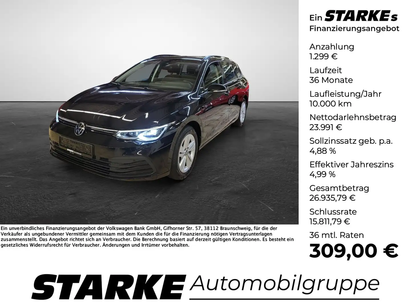 Volkswagen Golf Variant 2.0 TDI DSG Life AHK LED Navi Kamera Digital Co... Schwarz - 1