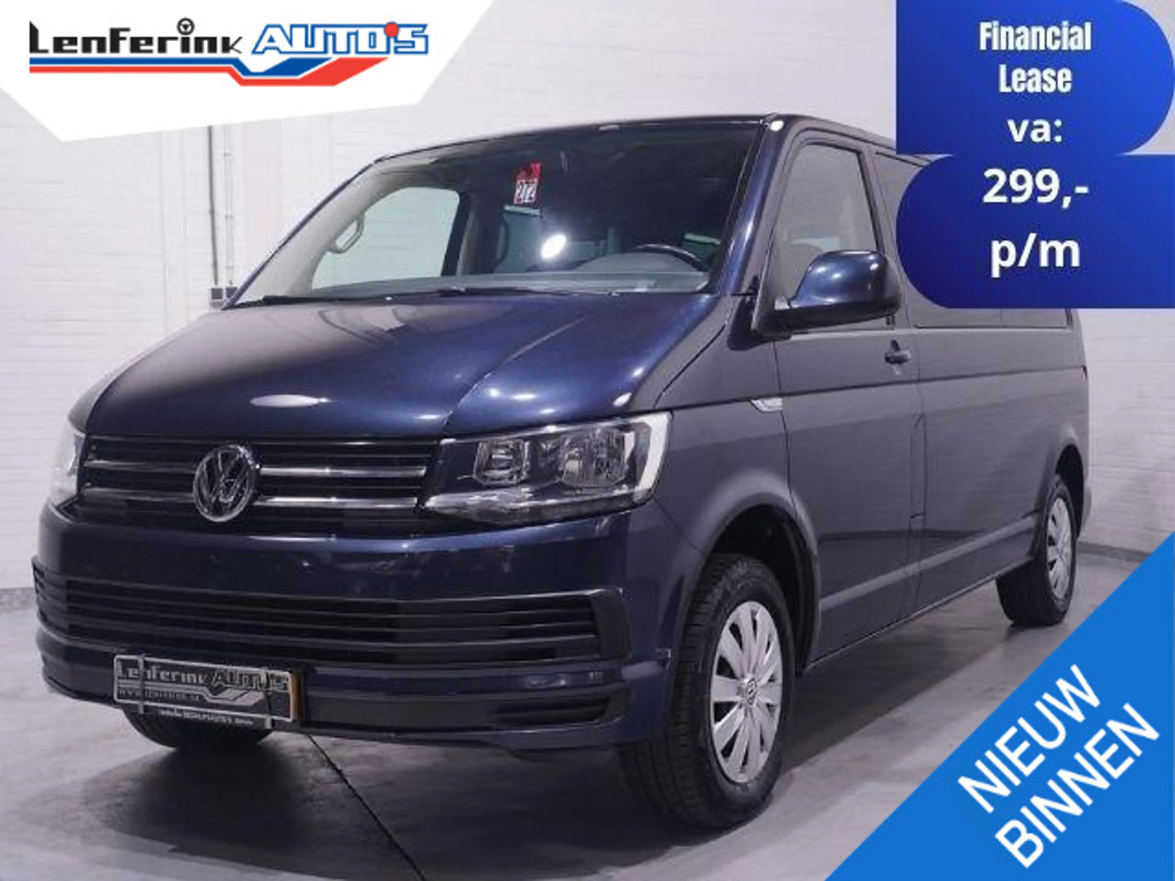 Volkswagen Transporter 2.0 TDI 150 pk Dubbel Cabine Airco, Leder Zwart Cr