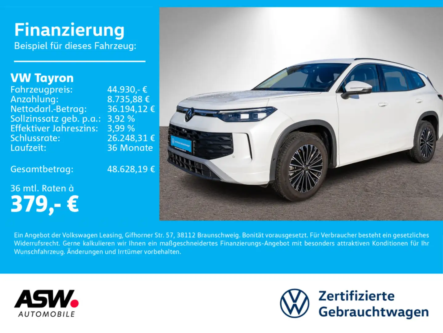 Volkswagen Tayron Life 2.0 TDI 4M DSG LED Navi 360° AHK 7-S Weiß - 1