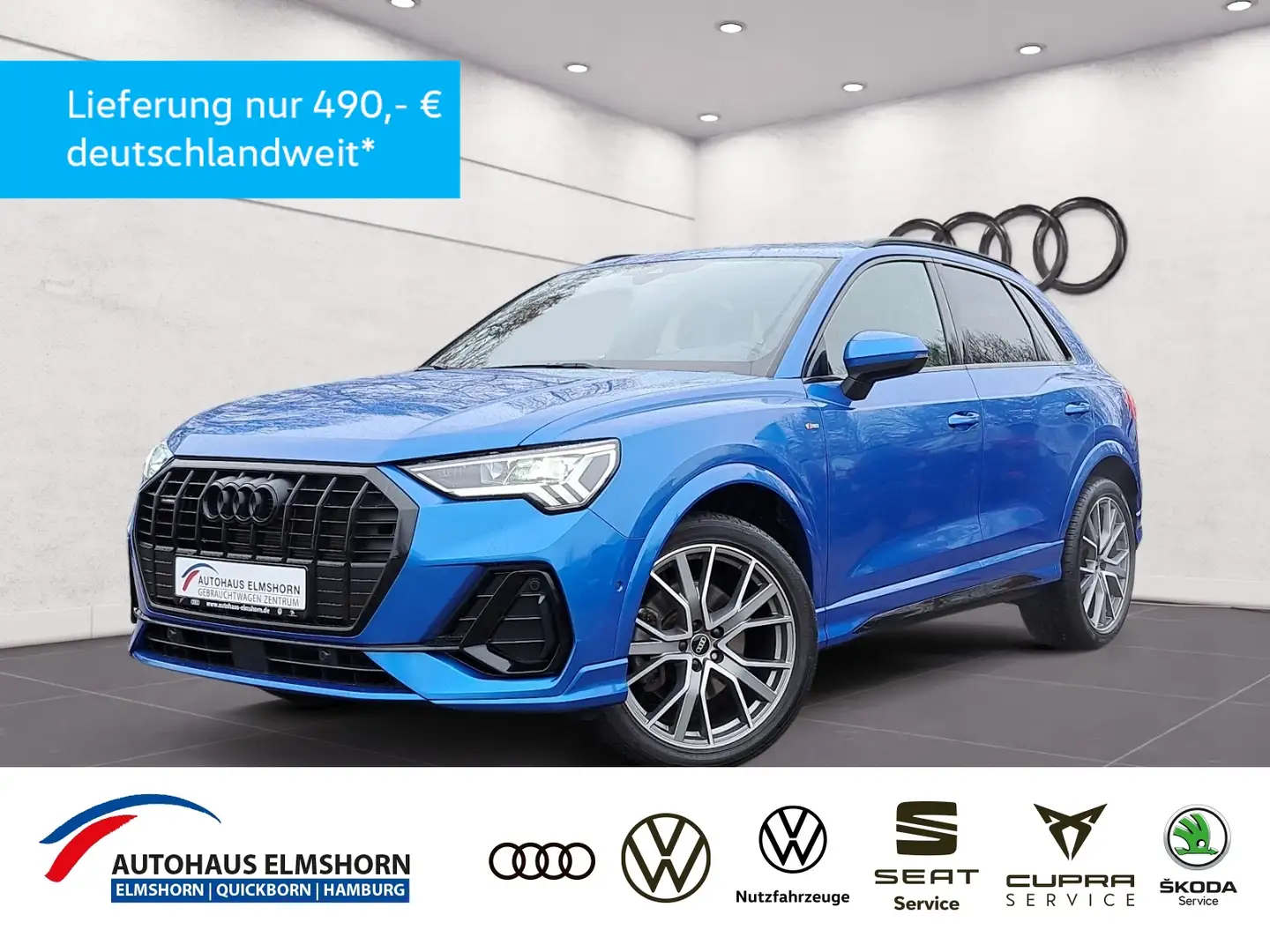 Audi Q3 S line 40 TFSI quattro S tronic PANO AHK NAV KAM Blauw - 1