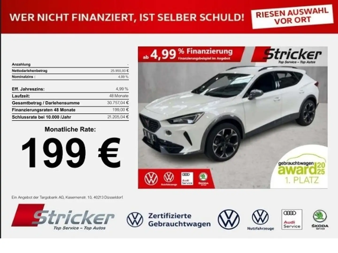 CUPRA Formentor 1.5TSI DSG 199,-ohne Anzahlung Sitzheizung Kamera Weiß - 1