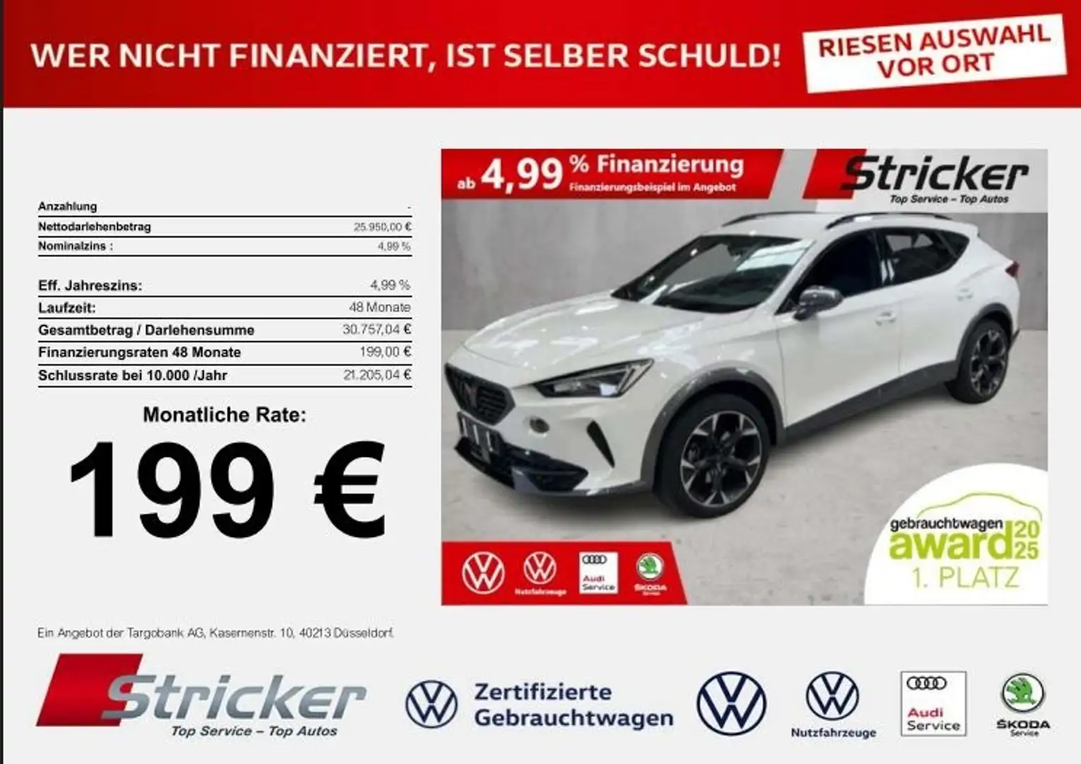 CUPRA Formentor 1.5TSI DSG 199,-ohne Anzahlung Sitzheizung Kamera Weiß - 2