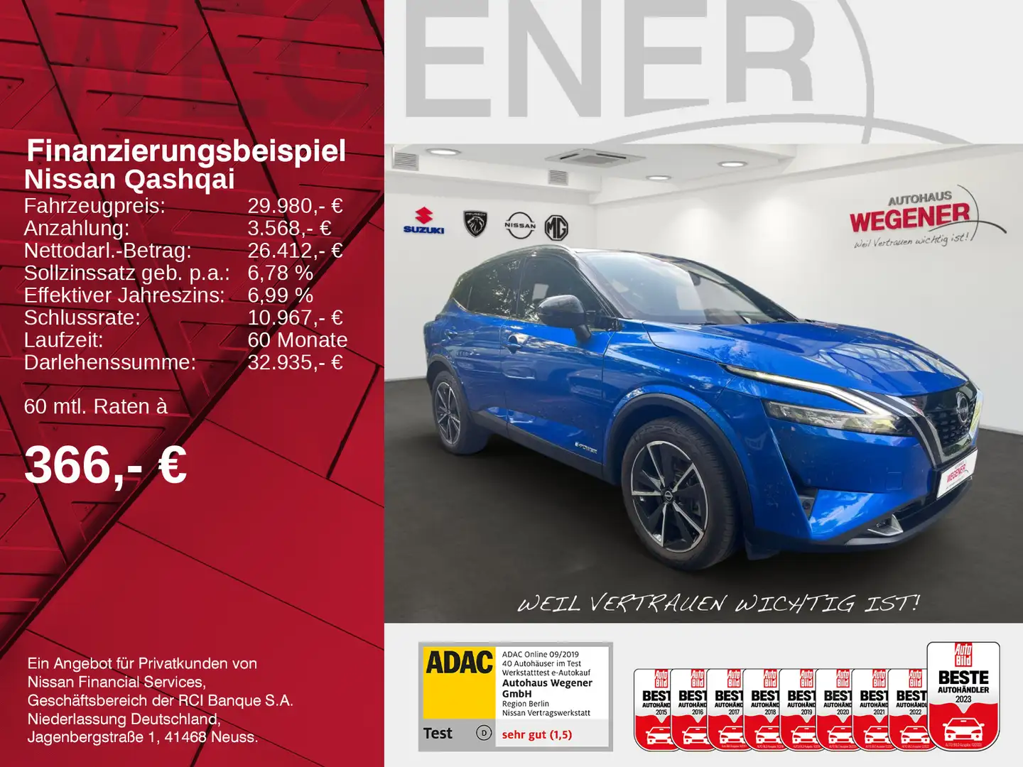 Nissan Qashqai QASHQAI 1.5 VC-T e-POWER TEKNA NAVI HEADUP BOSE Bleu - 2