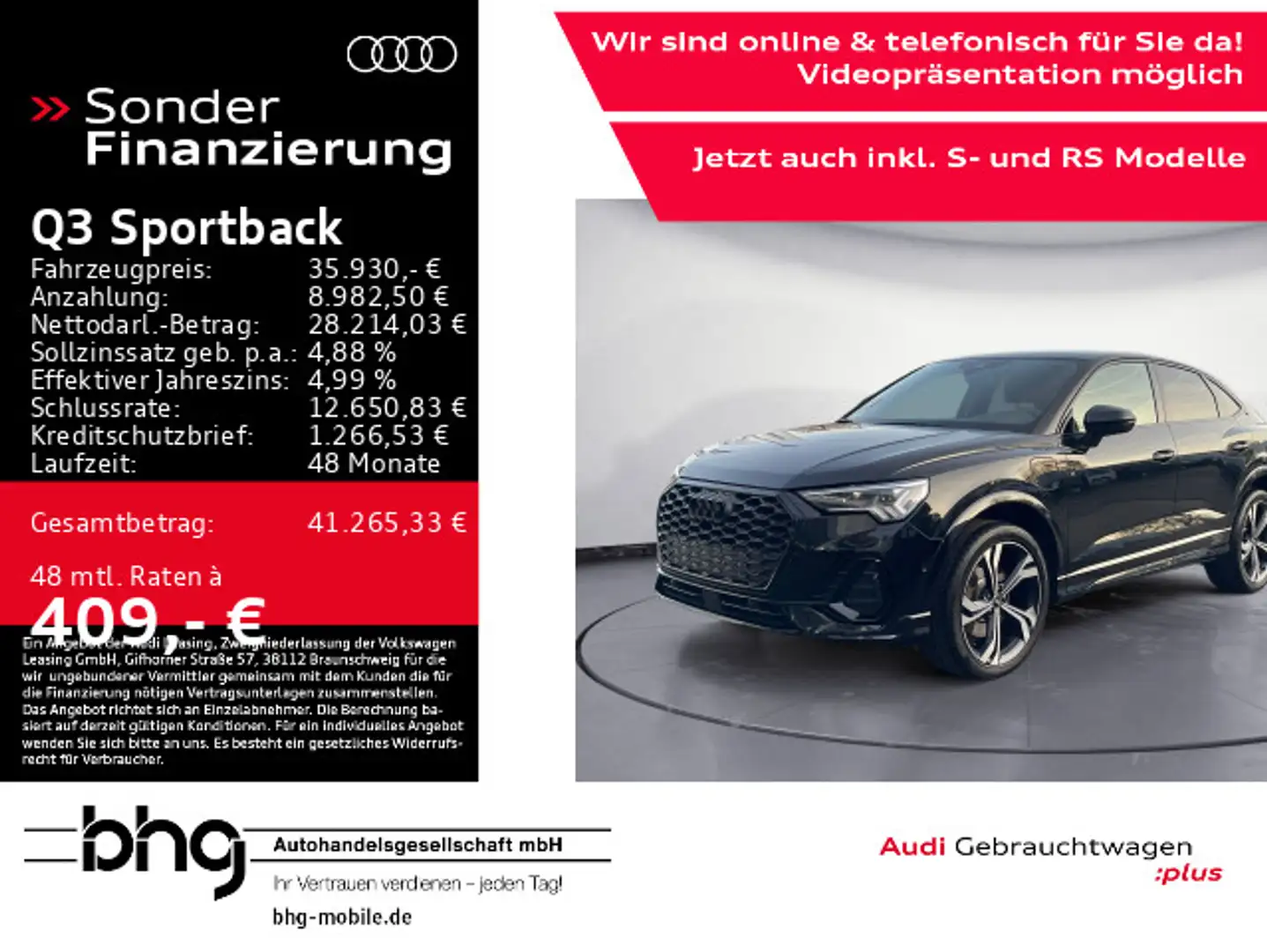 Audi Q3 45 TFSIe S tronic S line Schwarz - 1