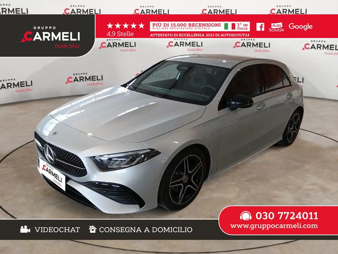 Mercedes-Benz A 200 MHEV MG Line Premium CERCHI 18,NVI,LED,KEYLESS Argento - 1