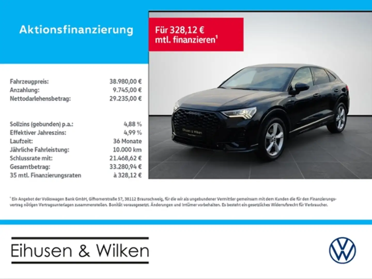 Audi Q3 Sportback +45+TFSI+S-LINE EDITION+AHK+OPTIK SCHWA Schwarz - 1