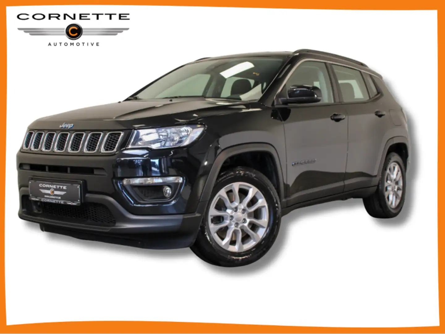 Jeep Compass 1.3 TURBO PHEV T4 190 4WD BLUE APPLE CARPLAY, SENS Zwart - 1