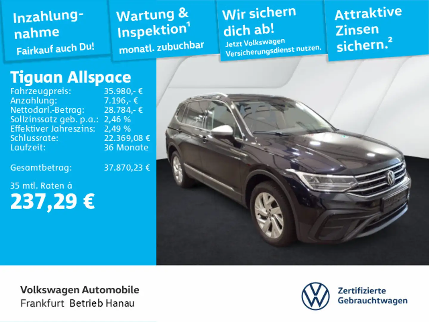 Volkswagen Tiguan Allspace 2.0 TDI DSG Life Navi AHK Digita Schwarz - 1