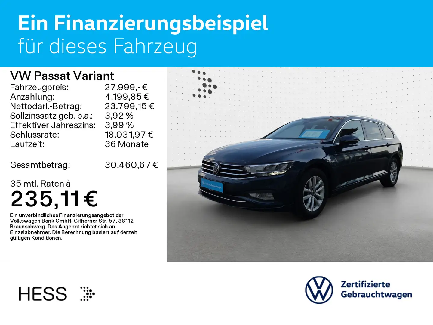Volkswagen Passat Variant 2.0 TDI DSG BUSINESS*LED*AHK*KAME Bleu - 2