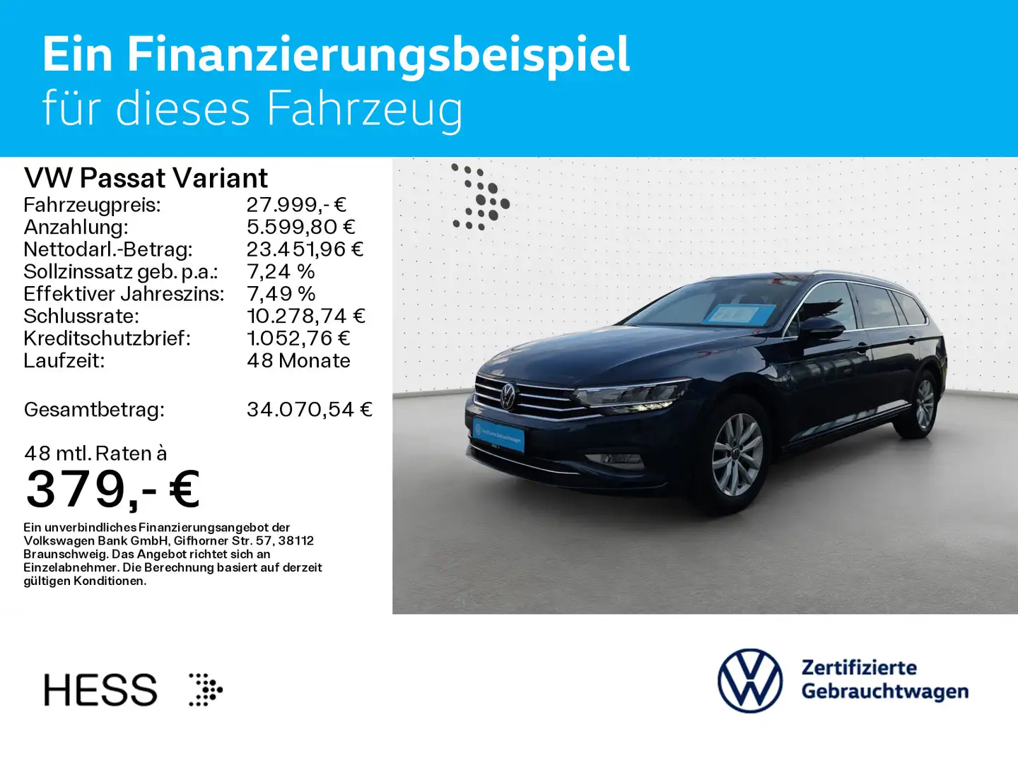 Volkswagen Passat Variant 2.0 TDI DSG BUSINESS*LED*AHK*KAME Blau - 2