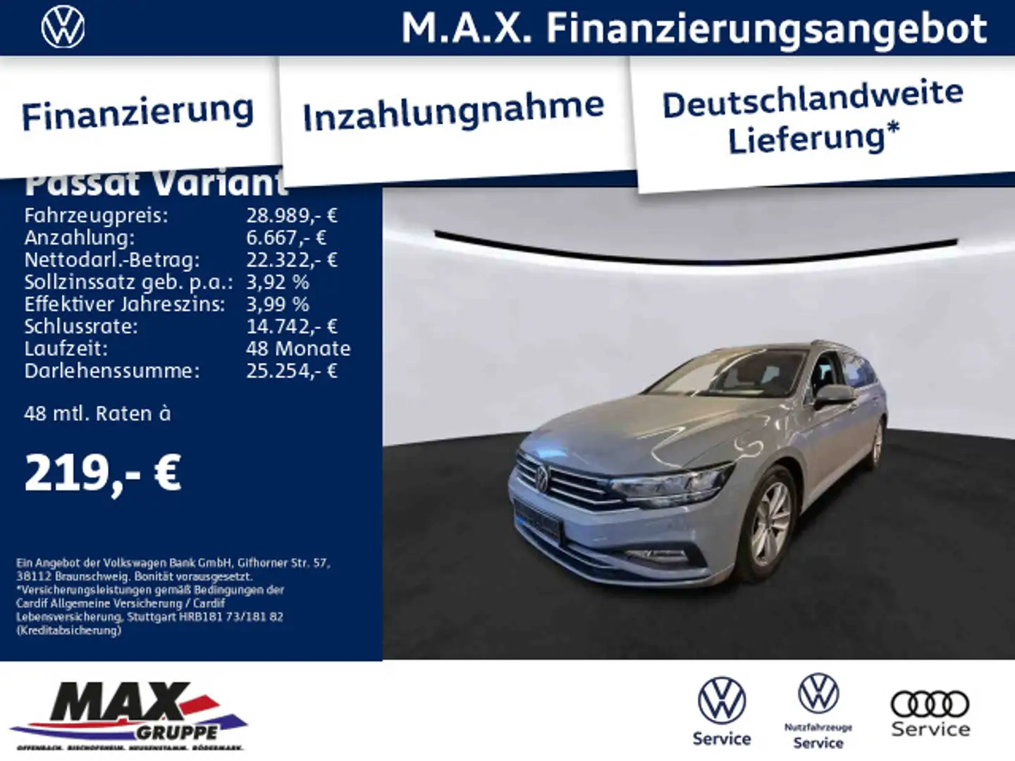Volkswagen Passat Variant 2.0 TDI R-LINE LED+KAMERA+DCC+APP Grau - 1