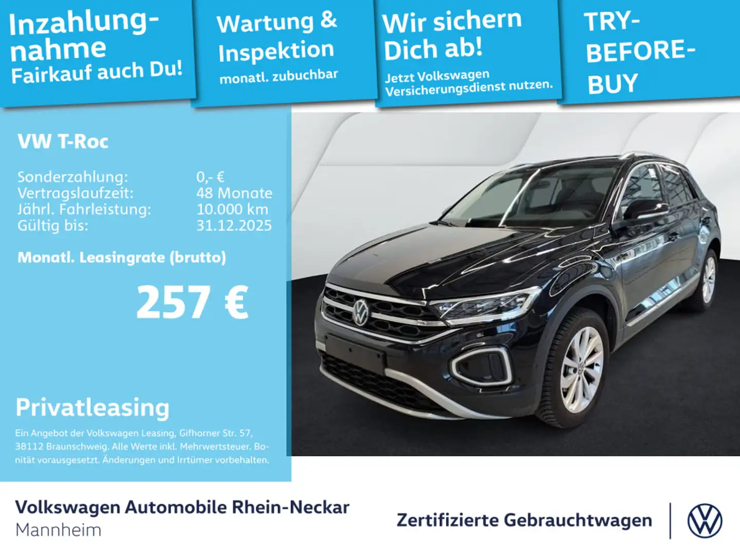 Volkswagen T-Roc 1.5 TSI Style DSG Navi AHK LED uvm Schwarz - 1