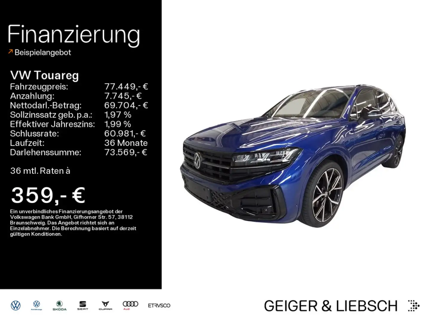 Volkswagen Touareg 3.0 TDI 4M DSG R-LINE*IQ.LIGHT*STHZG*BLA Blau - 1