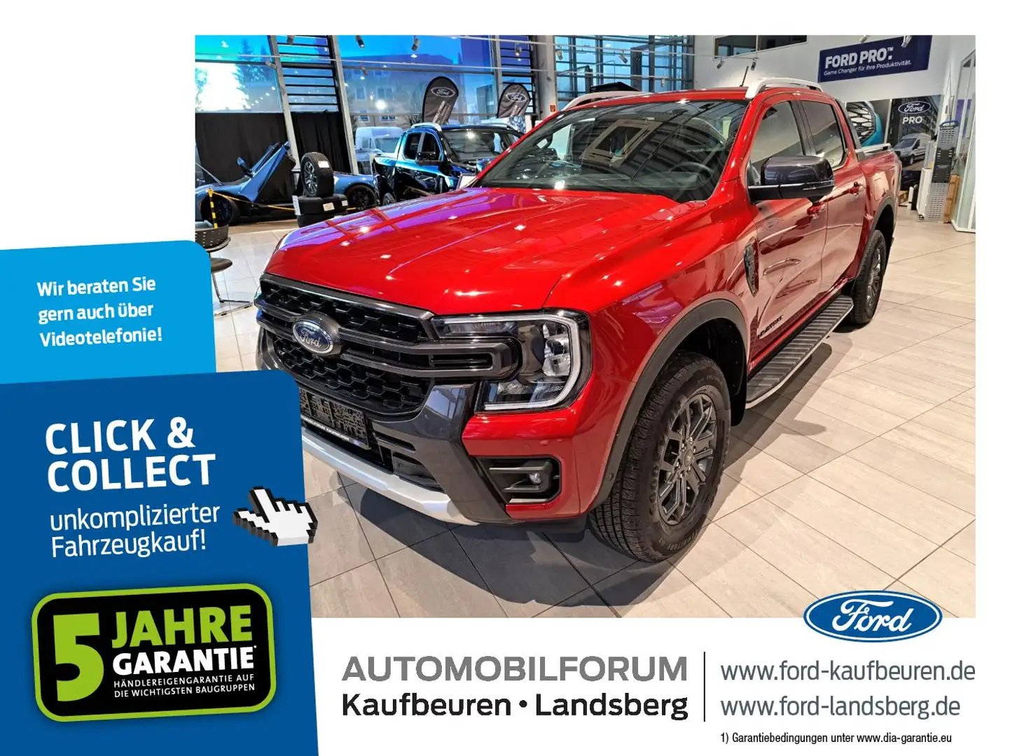 Ford Ranger 2.0 DK 4WD Wildtrak Gar. 60/100tkm LED AHK Rot - 1