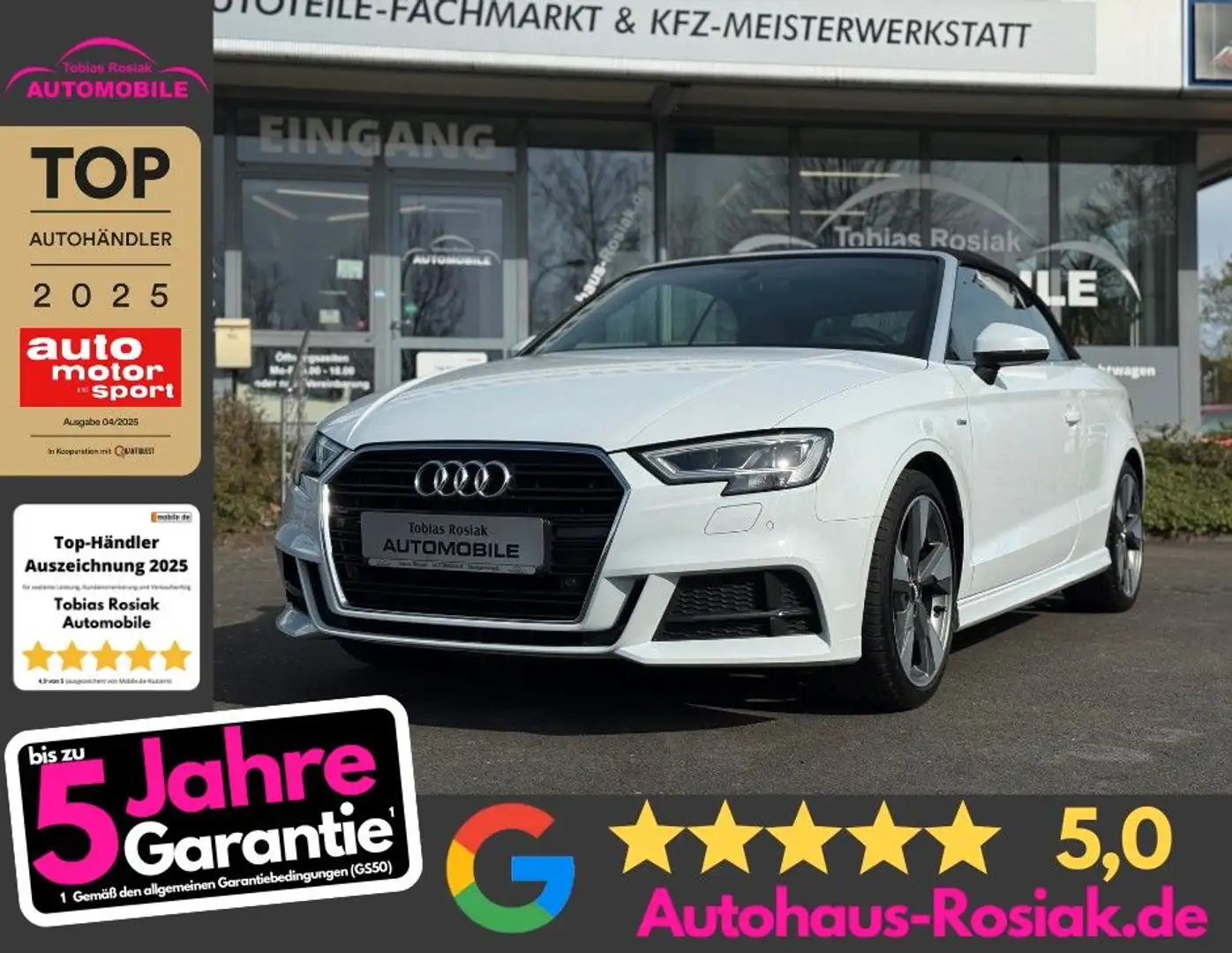 Audi A3 Cabriolet sport 3x S Line LED NAV SHZ Blanc - 1