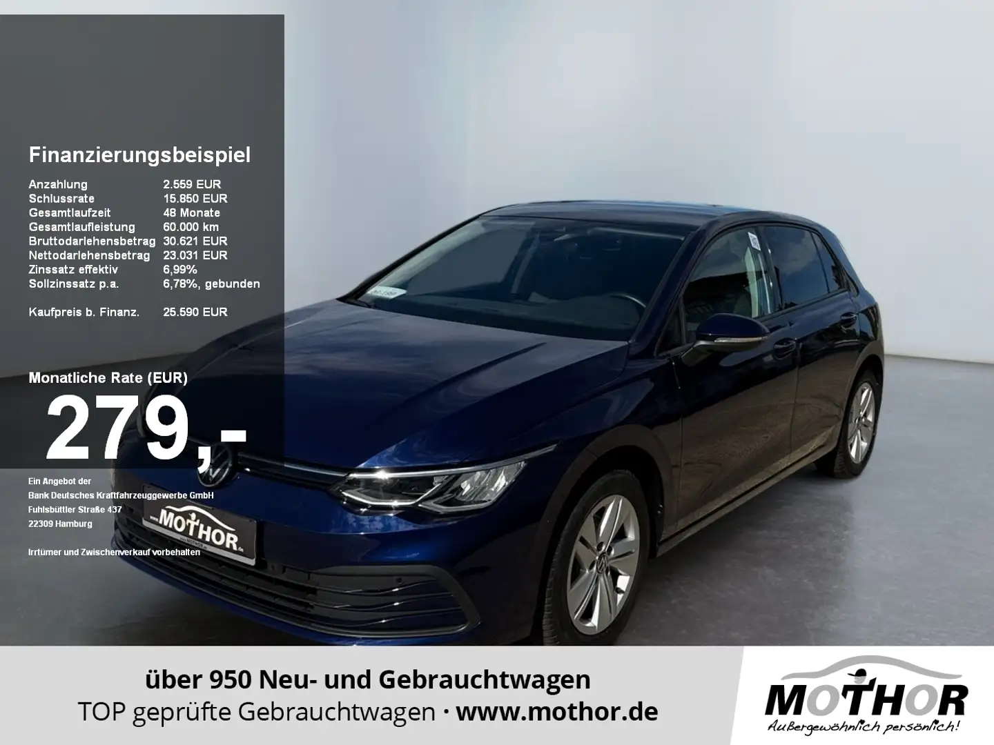 Volkswagen Golf VIII Life 2.0 TDI DSG 3-Zonen Klimaautomatik Blau - 1