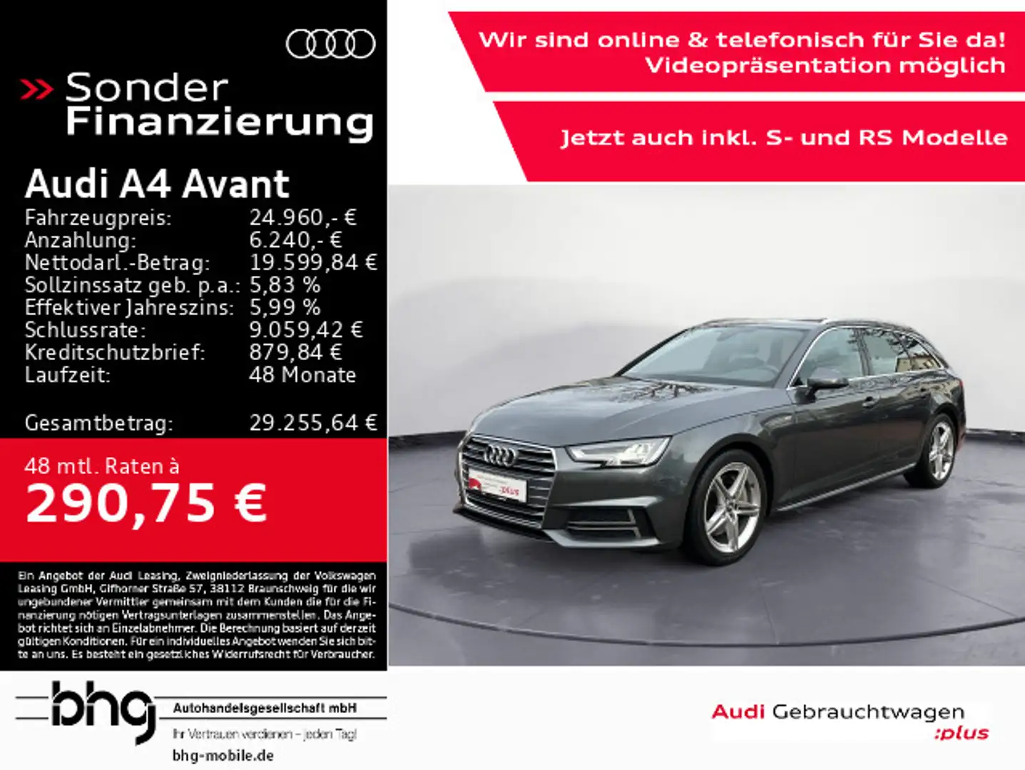 Audi A4 2.0 TFSI quattro S-line LED/Navi/Kamera Grau - 1