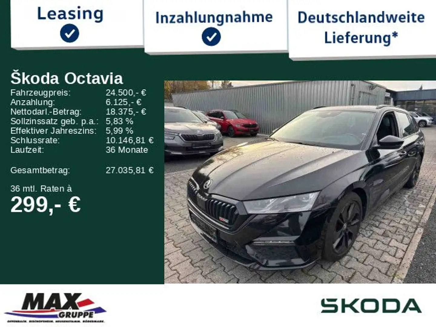 Skoda Octavia Combi 2.0 TDI RS MATRIXLED+HUD+NAVI+KAM+ Noir - 1