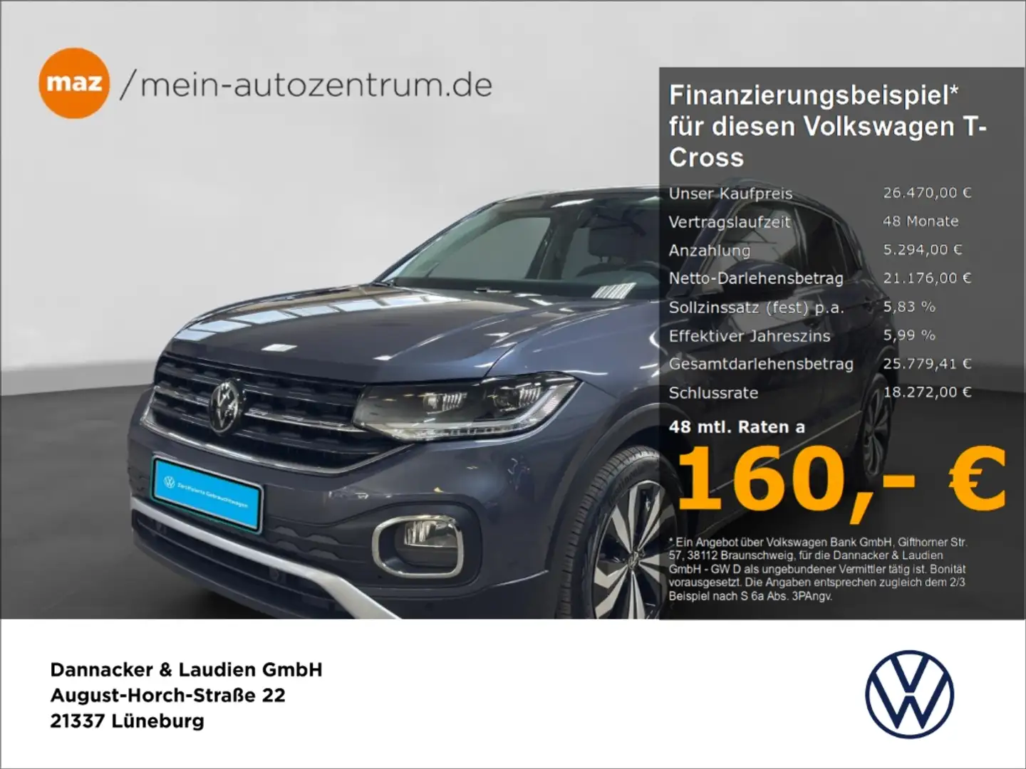 Volkswagen T-Cross Style 1.0 l TSI OPF 110 PS 7-Gang-DSG Grau - 1