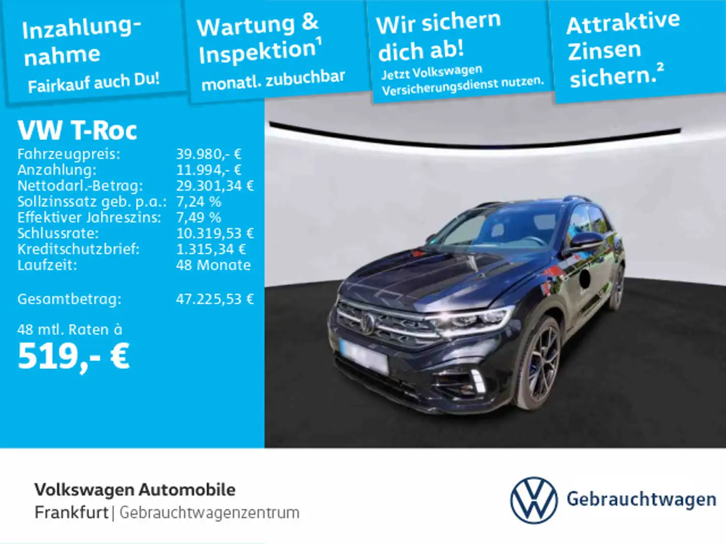 Volkswagen T-Roc 2.0 TSI DSG 4Motion R Navi IQ.Light DAB+ F Schwarz - 1